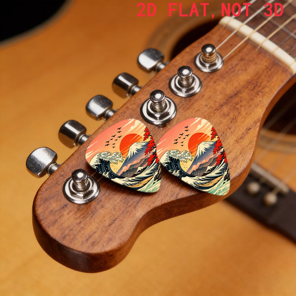 Japanese Wave Guitar Picks Set with Mount Fuji Design