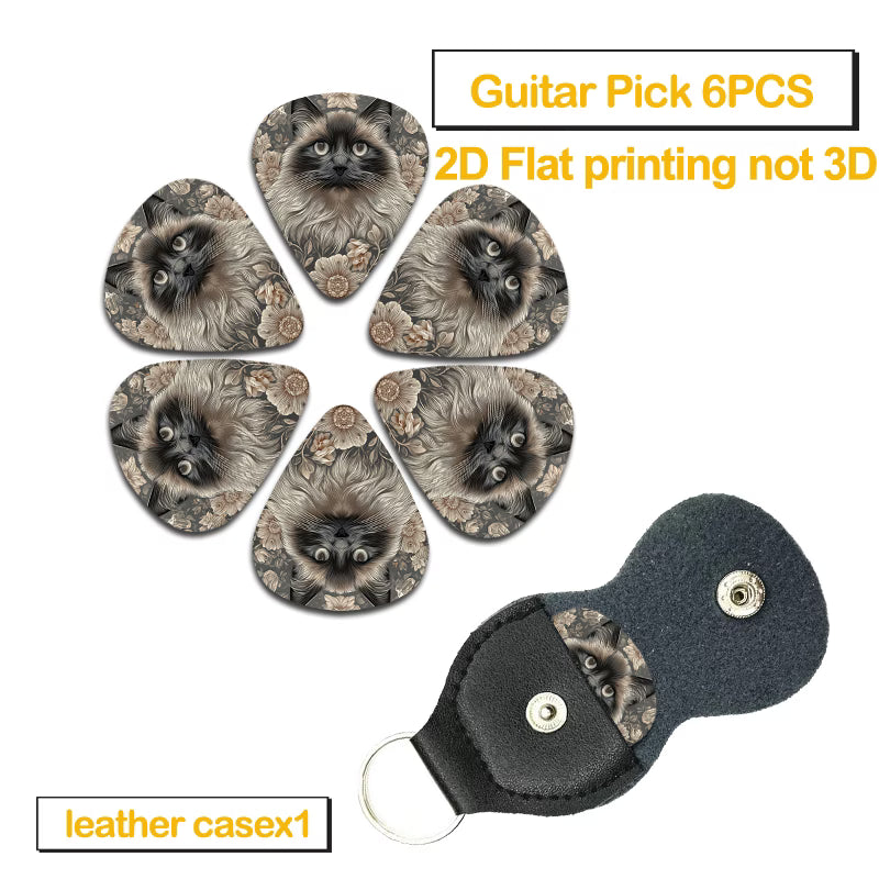 Floral Cat Guitar Picks Set
