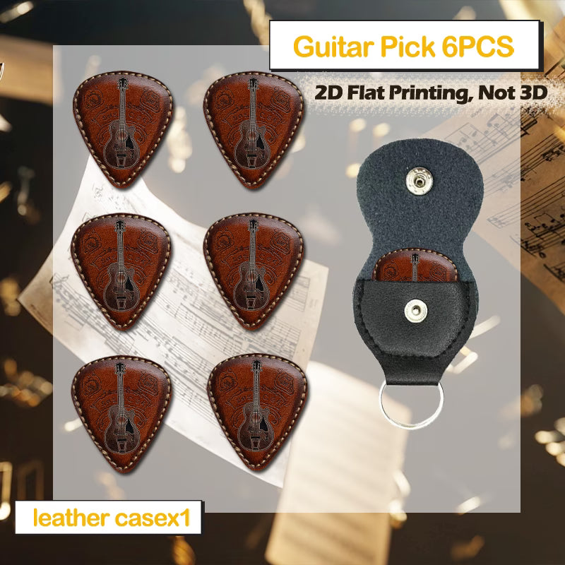 Vintage Leather Guitar Picks Set