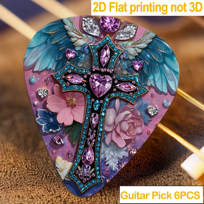 Jeweled Cross Guitar Pick