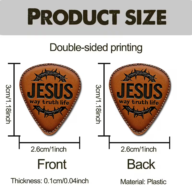 Jesus Leather Guitar Picks Set with Black Pouch