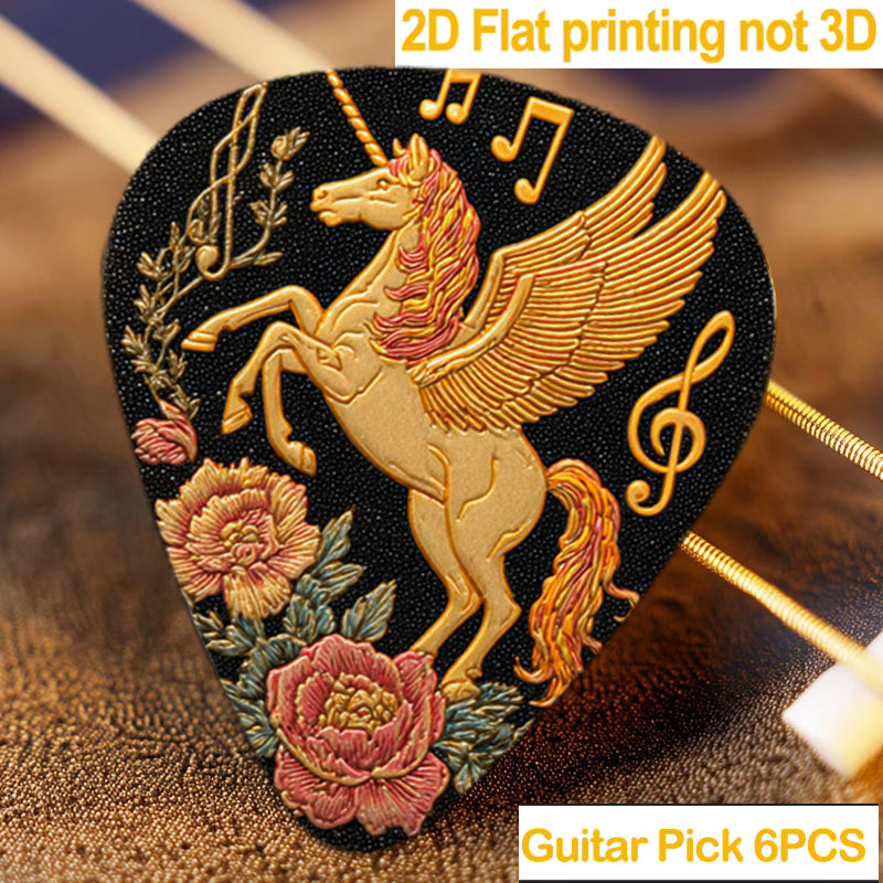 Golden Winged Unicorn Guitar Pick