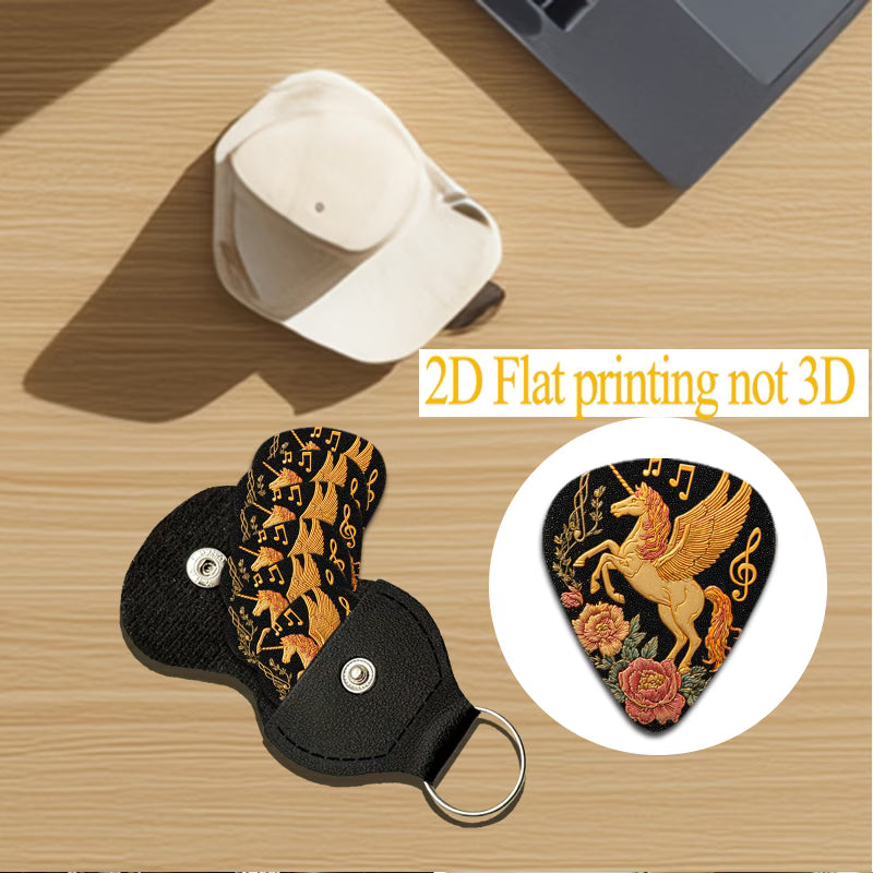 Golden Winged Unicorn Guitar Pick