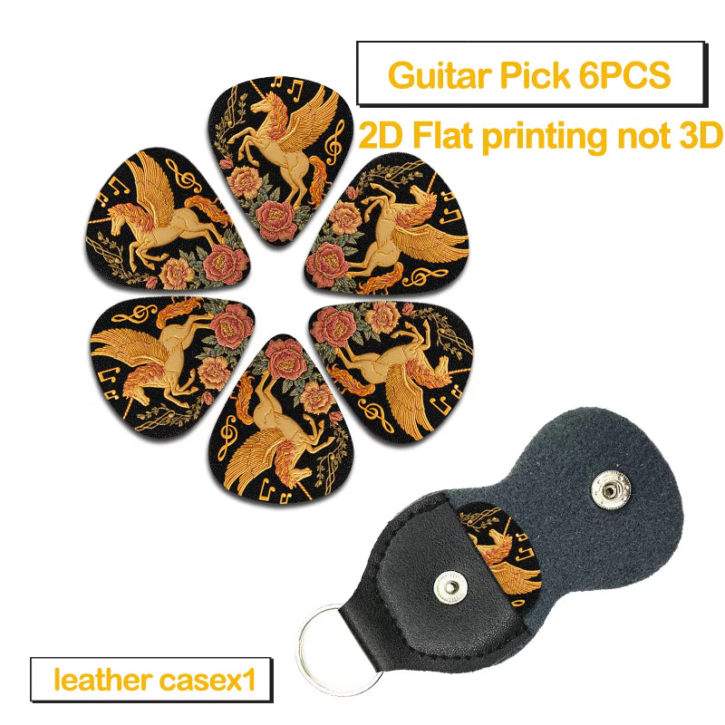 Golden Winged Unicorn Guitar Pick