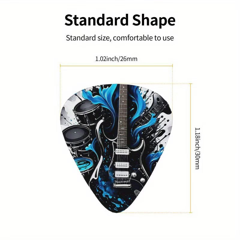 12pcs Black Guitar Picks Set in 3 Sizes