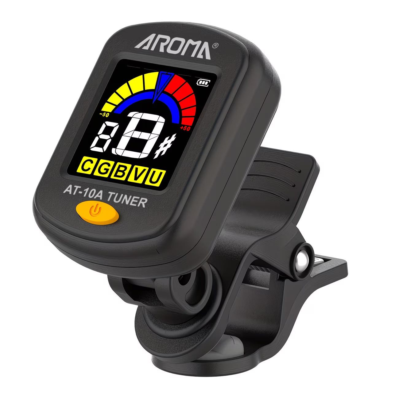 Rechargeable Clip-On Guitar Tuner – Color Display Tuner for Guitar, Bass, Ukulele & Violin