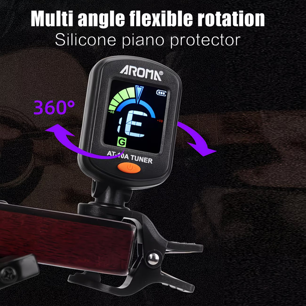 Rechargeable Clip-On Guitar Tuner – Color Display Tuner for Guitar, Bass, Ukulele & Violin