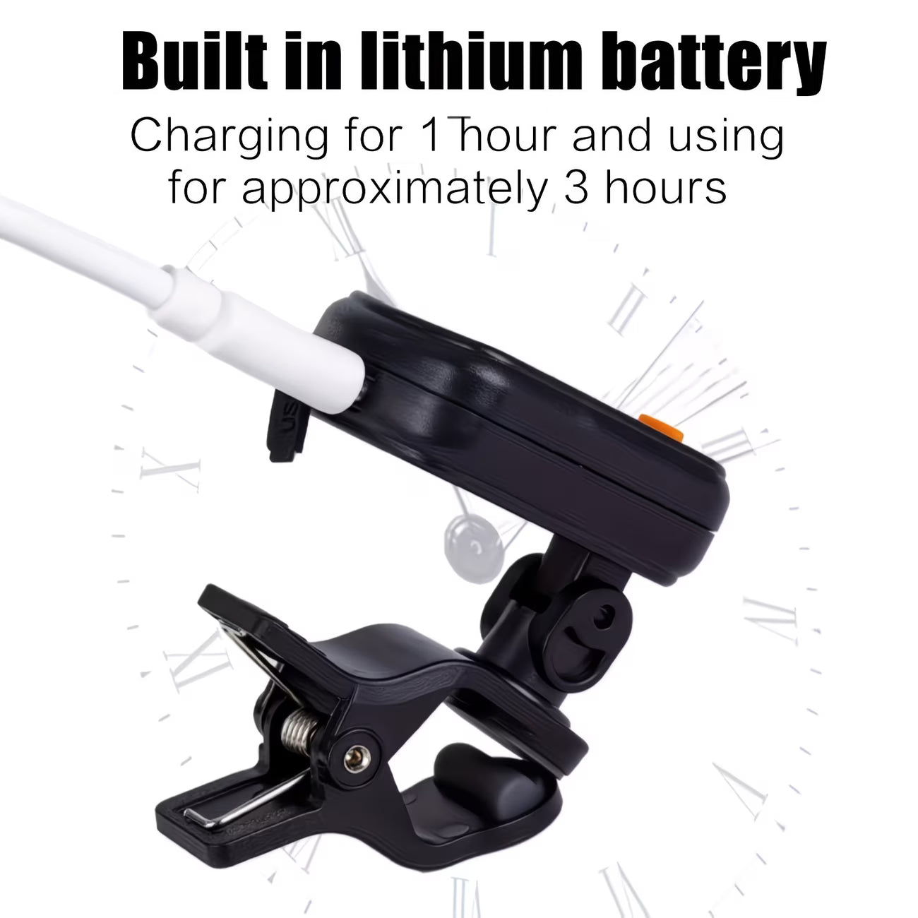 Rechargeable Clip-On Guitar Tuner – Color Display Tuner for Guitar, Bass, Ukulele & Violin