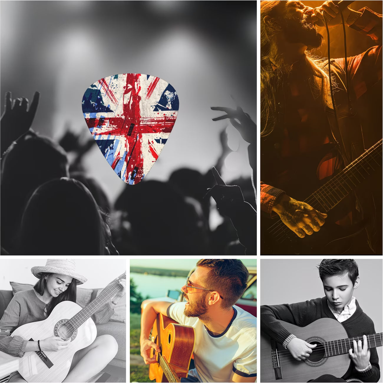 12-Piece Union Jack Guitar Pick Set – Premium Picks with Storage Box