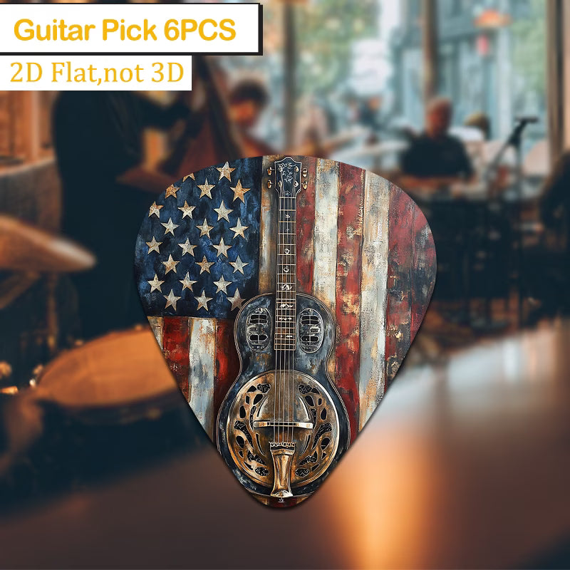 American Flag Resonator Guitar Picks Set with Pouch
