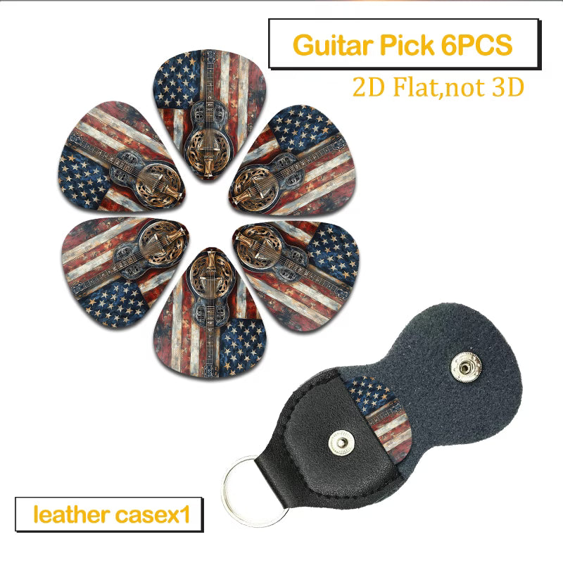 American Flag Resonator Guitar Picks Set with Pouch