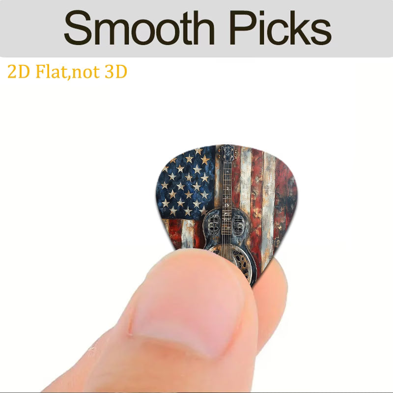 American Flag Resonator Guitar Picks Set with Pouch