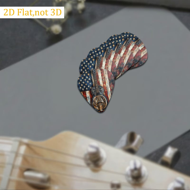 American Flag Resonator Guitar Picks Set with Pouch