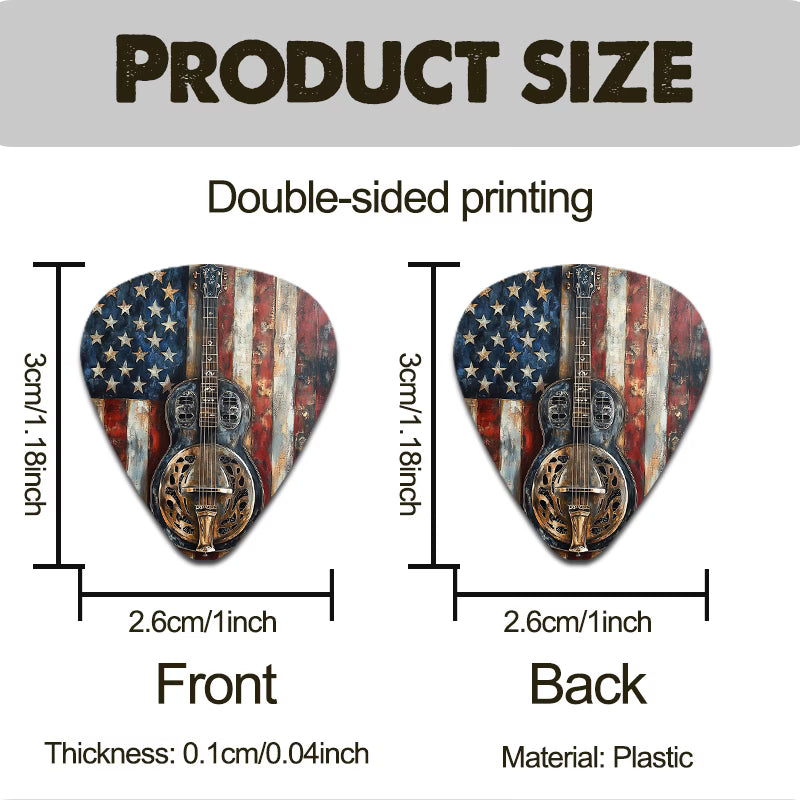 American Flag Resonator Guitar Picks Set with Pouch