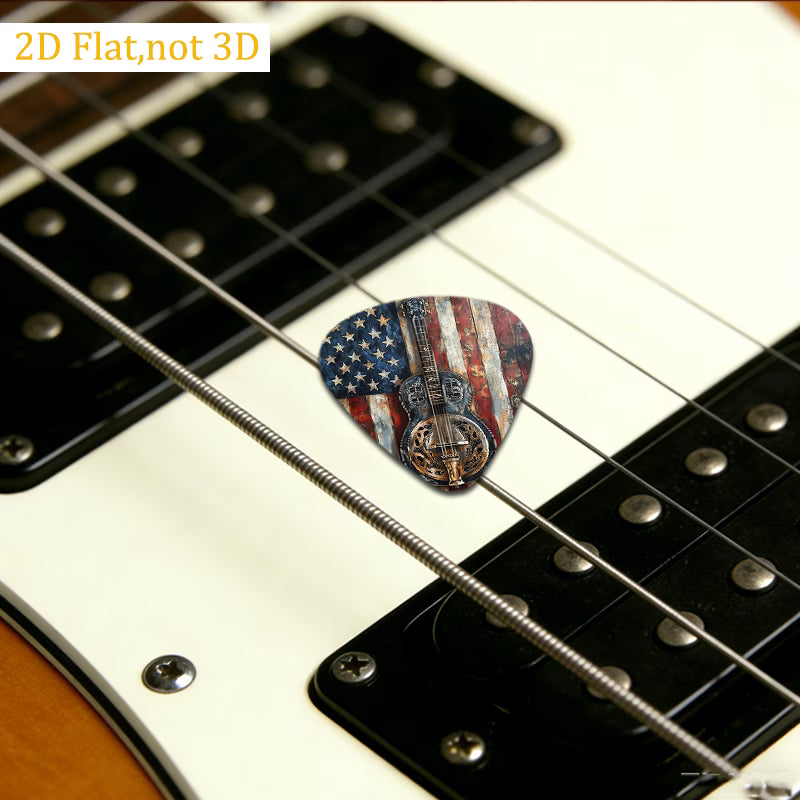 American Flag Resonator Guitar Picks Set with Pouch