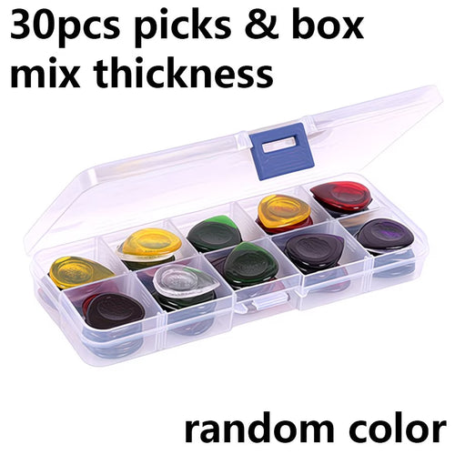 30-Piece Guitar Pick Set with Storage Box – Mixed Thickness Picks for Guitar Players